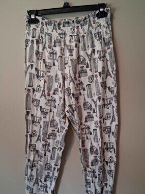 Womens Simple Pleasures Holiday Travel Fitted PJ Pants Size Sm